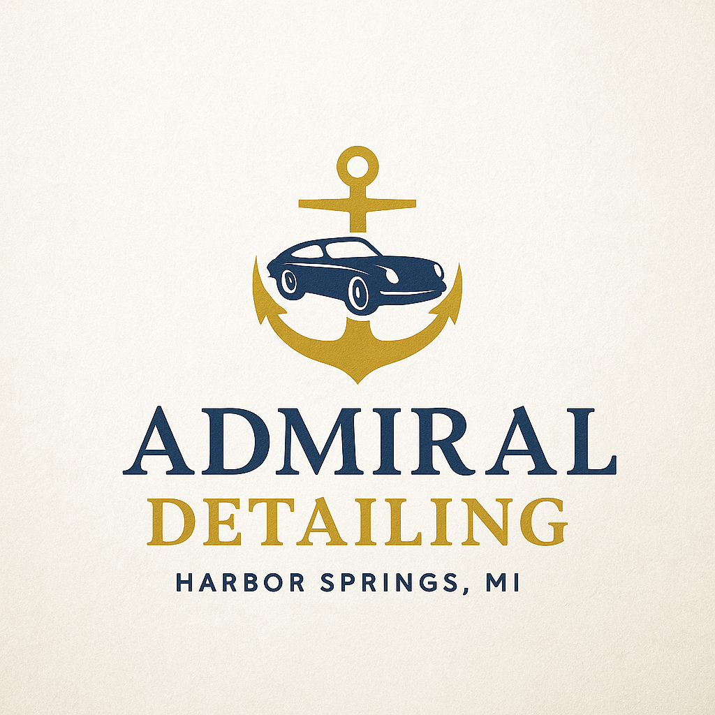 Admiral Detailing complete brand logo with anchor, car, and company name
